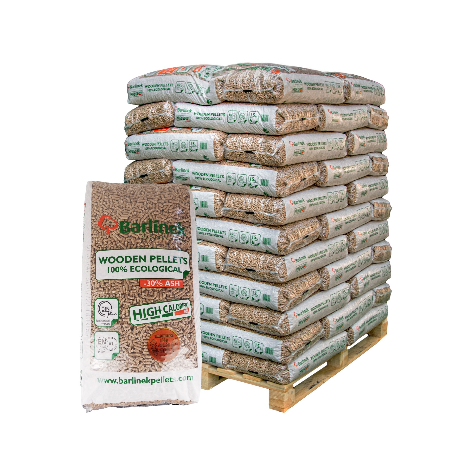 Holzpellets ENplus A1 6 mm – 66 × 15 kg (990 kg) – Weichholz