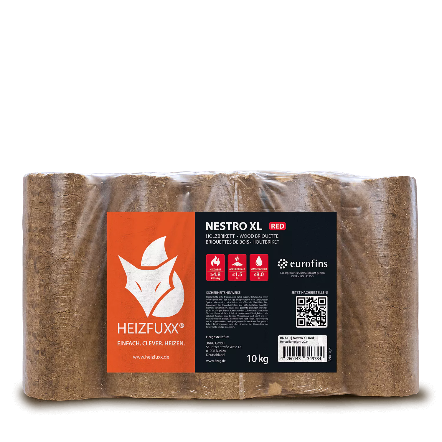 Holzbriketts Nestro XL Red – rund ohne Loch (Palette 960 kg) – Bild 5