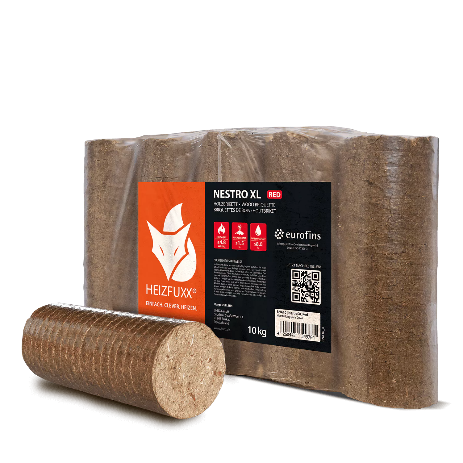 Holzbriketts Nestro XL Red – rund ohne Loch (Palette 960 kg) – Bild 6